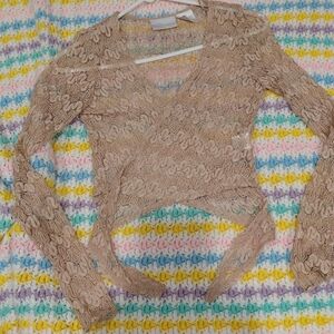 y2k mesh see through golden cardigan/cover up size large EXCELLENT CONDITION!!